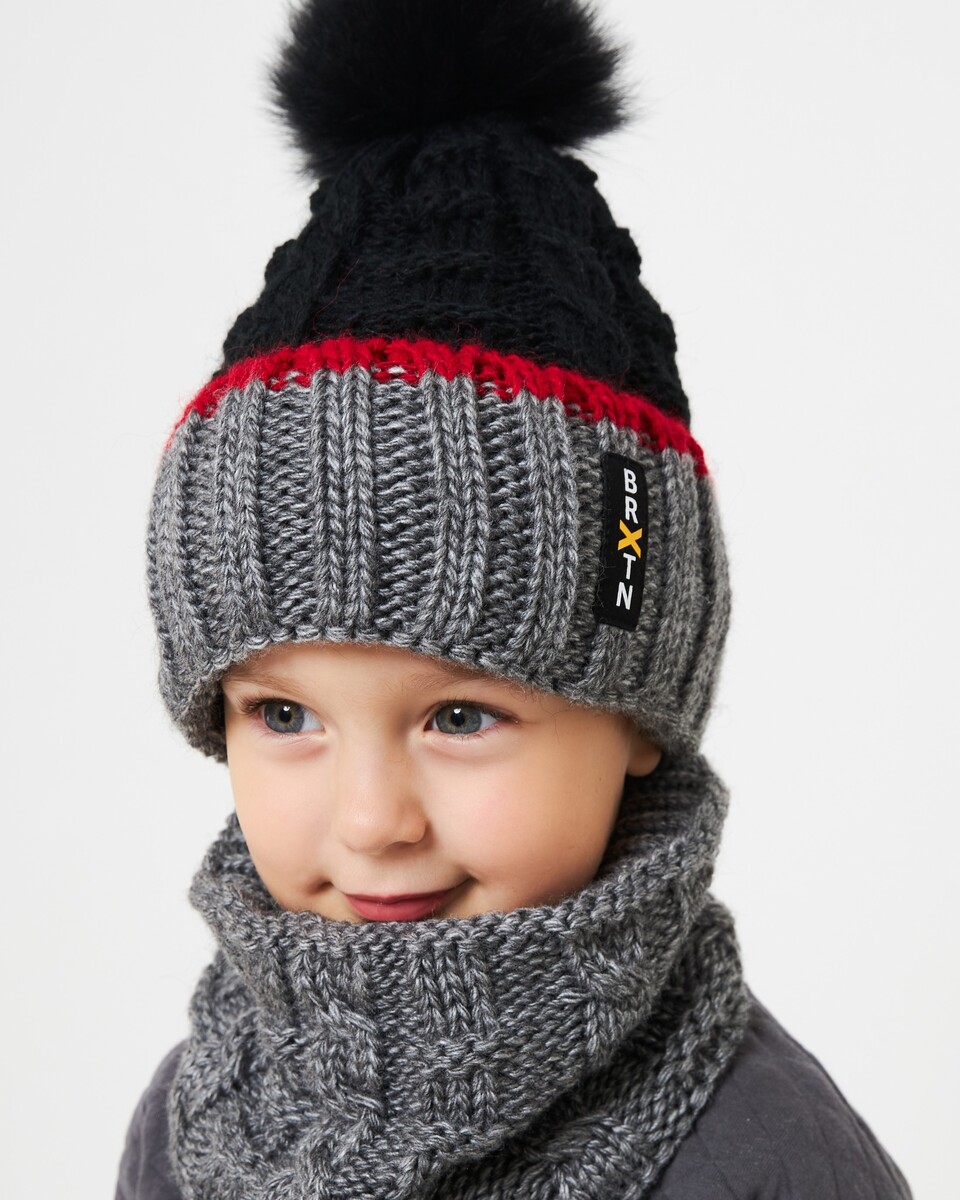 Вязаний комплект зимовї шапки з помпоном та снудом для хлопчика - Артикул 3154