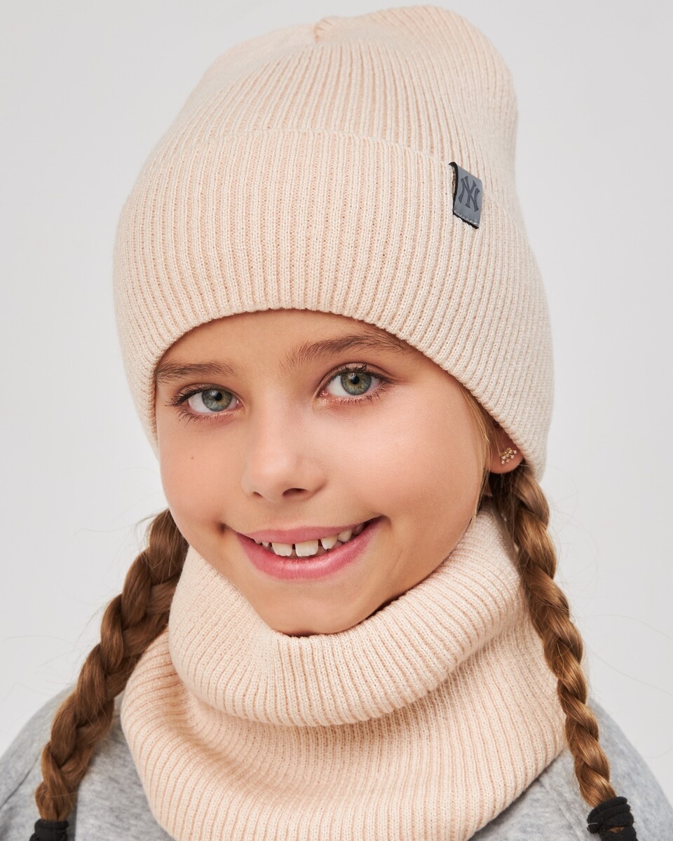 Комплект зимній шапка та хомут для дівчат