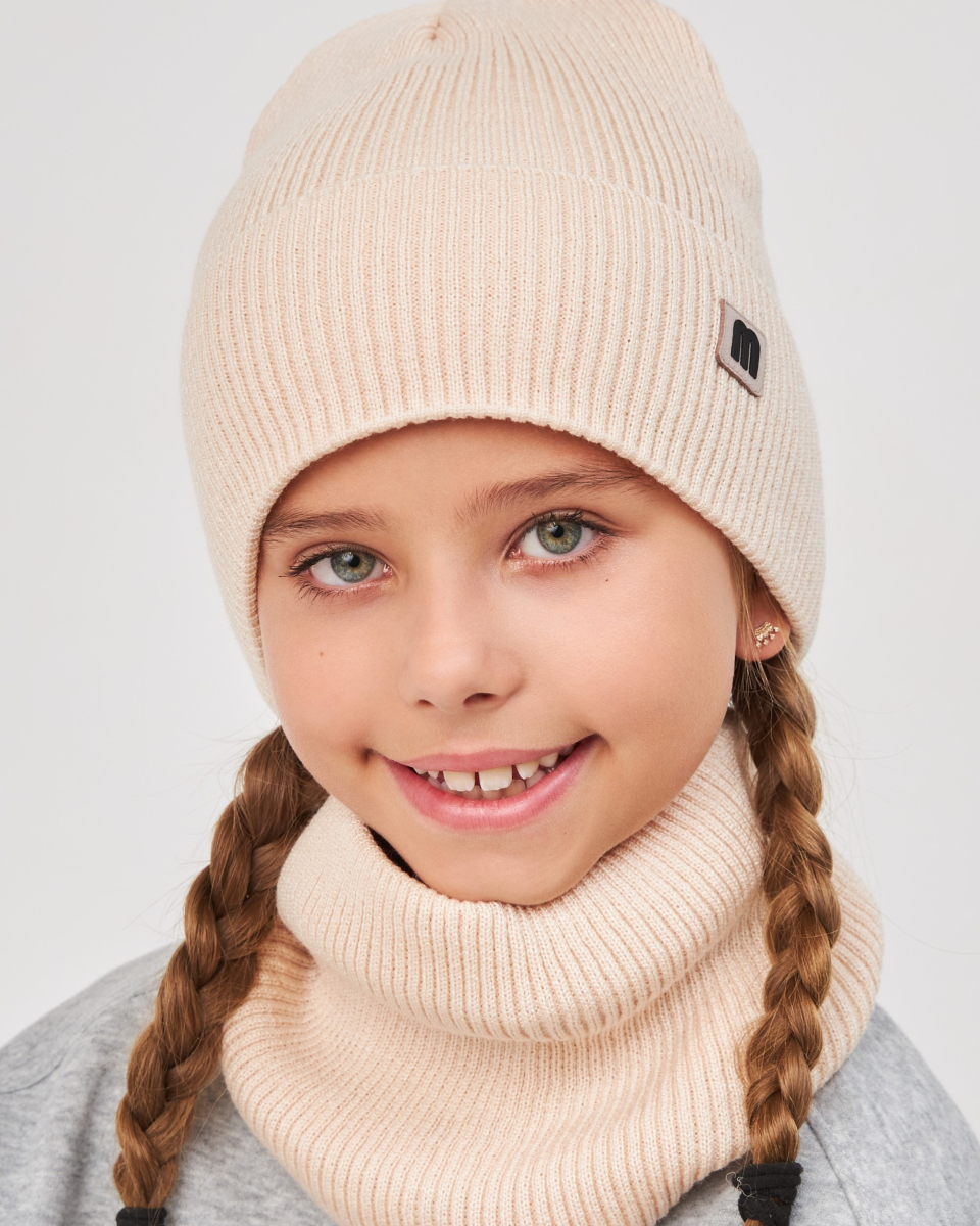 Комплект зимній шапка та хомут для дівчат