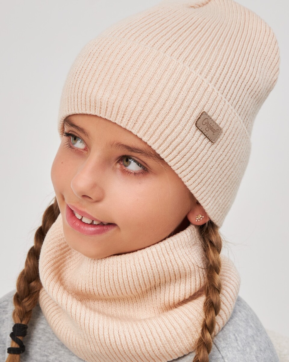 Комплект зимній шапка та хомут для дівчаток