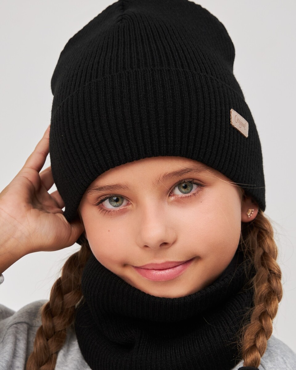 Комплект зимній шапка та хомут для дівчаток