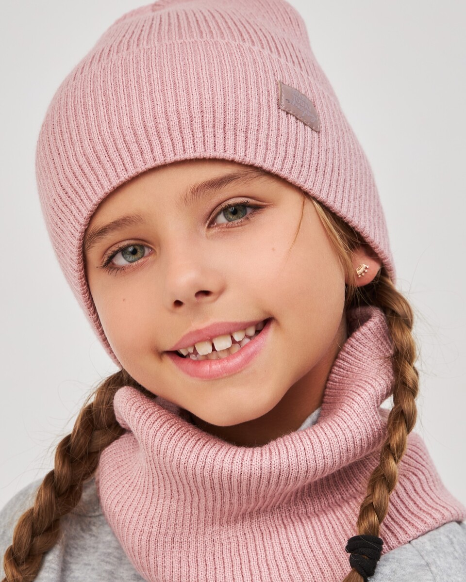 Комплект зимній шапка та хомут для дівчаток