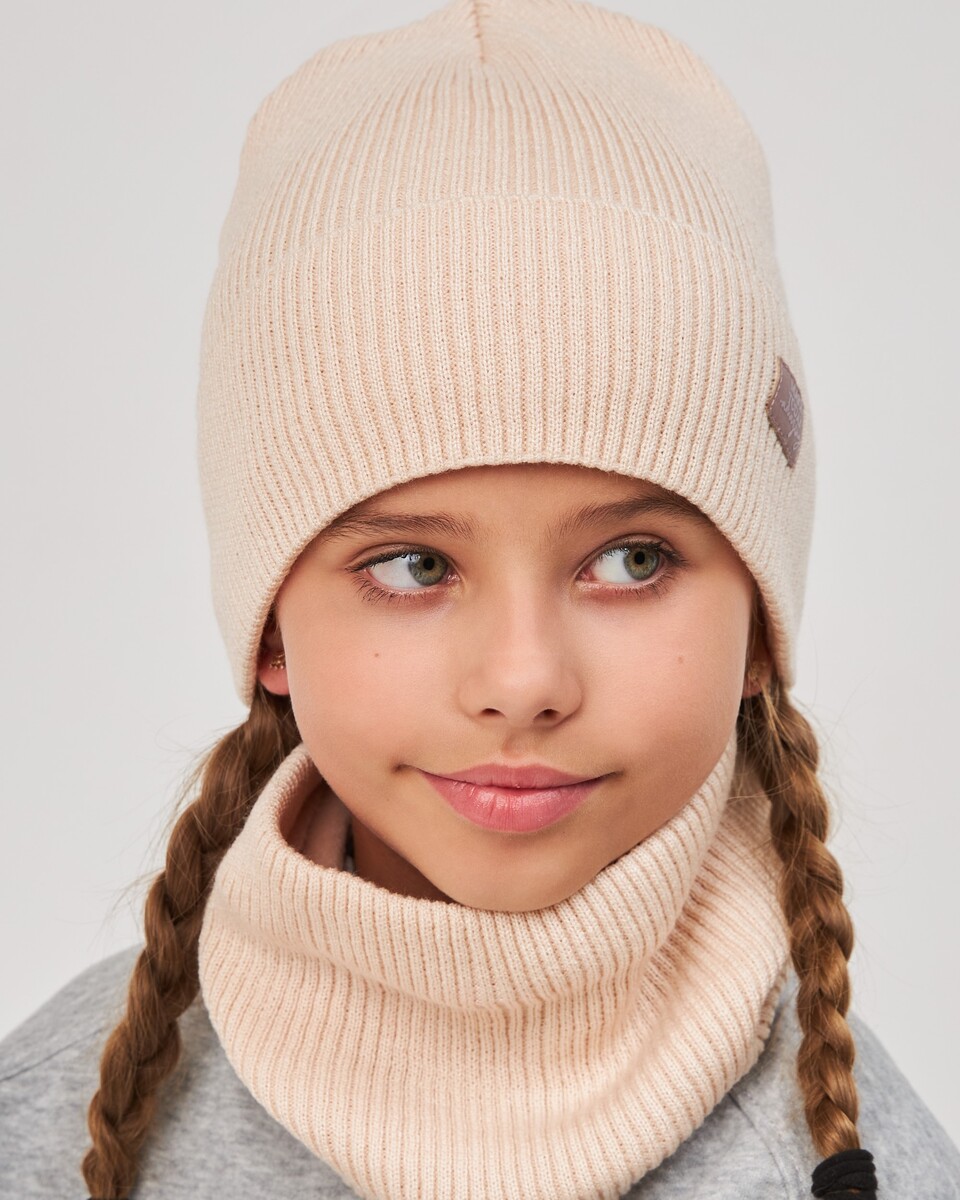 Комплект зимній шапка та хомут для дівчаток