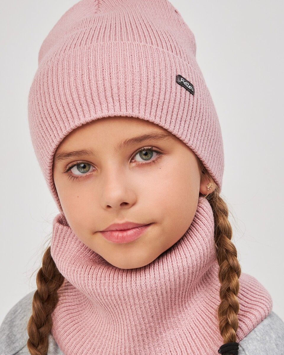 Комплект зимній шапка та хомут для дівчаток