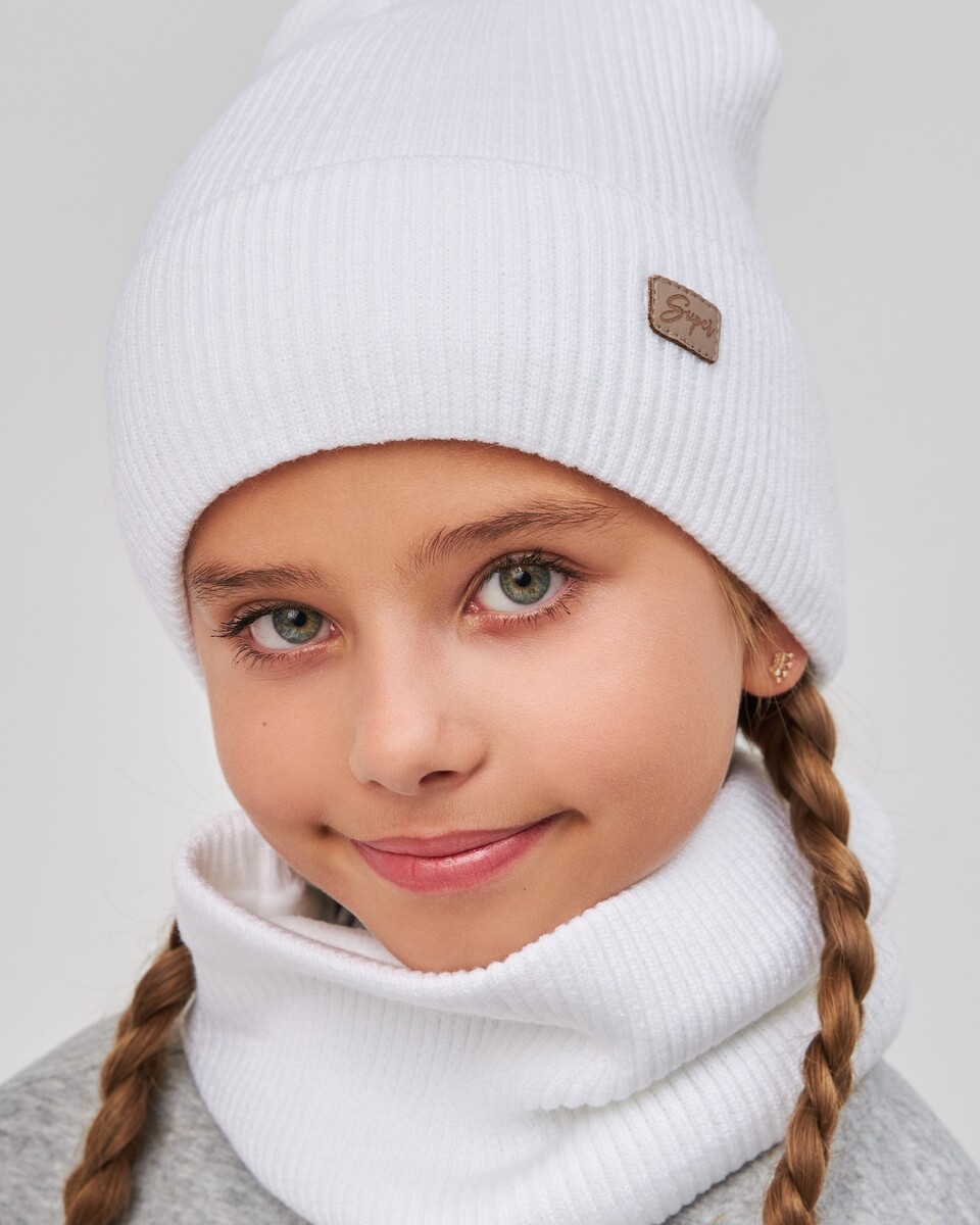 Комплект зимній шапка та хомут для дівчаток