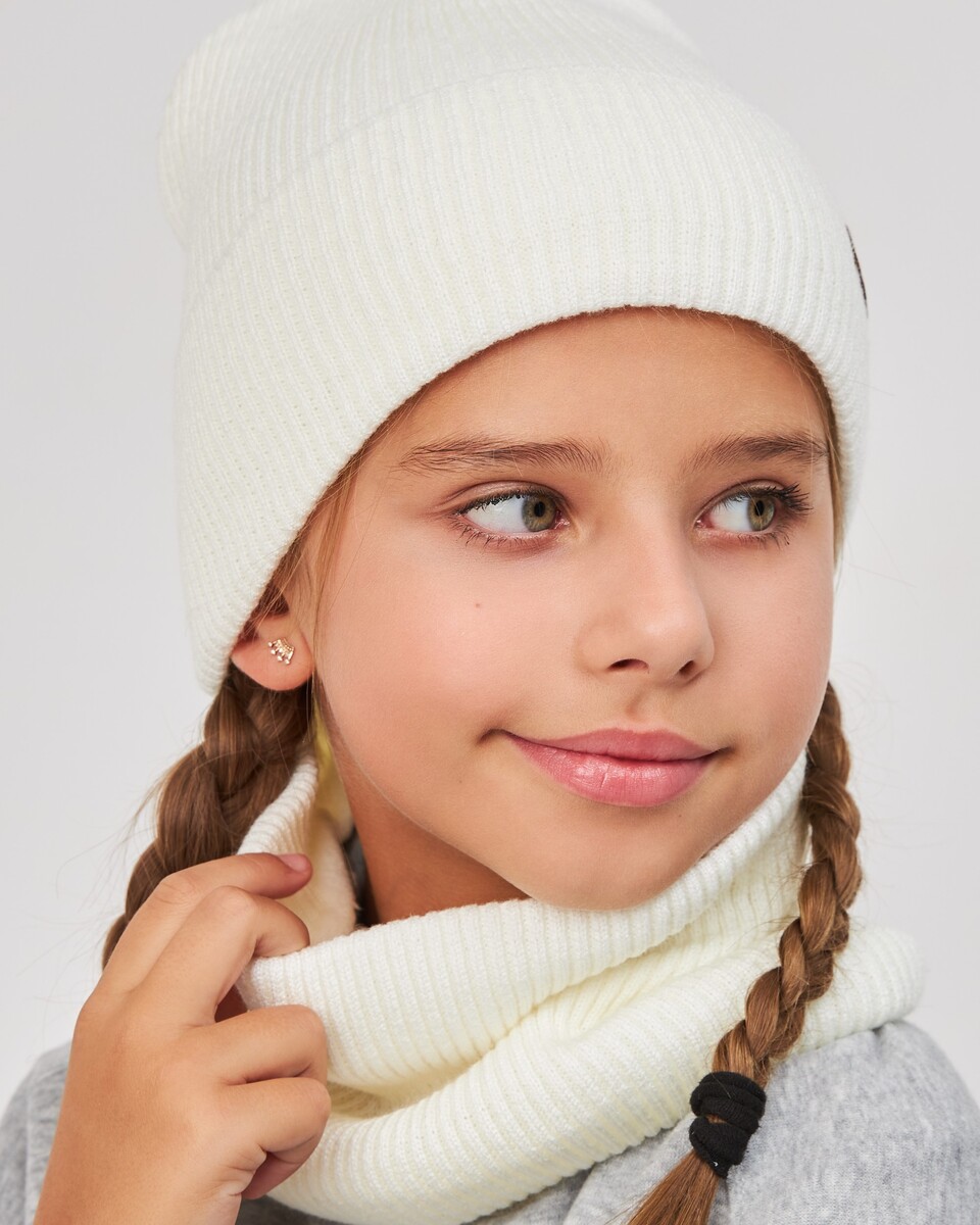 Комплект зимній шапка та хомут для дівчаток