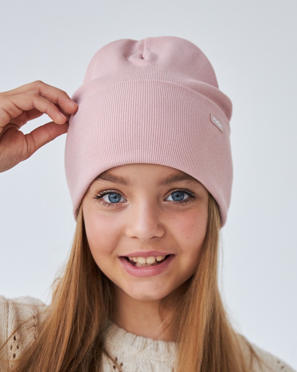 Шапка двошарова з відворотом для дівчаток