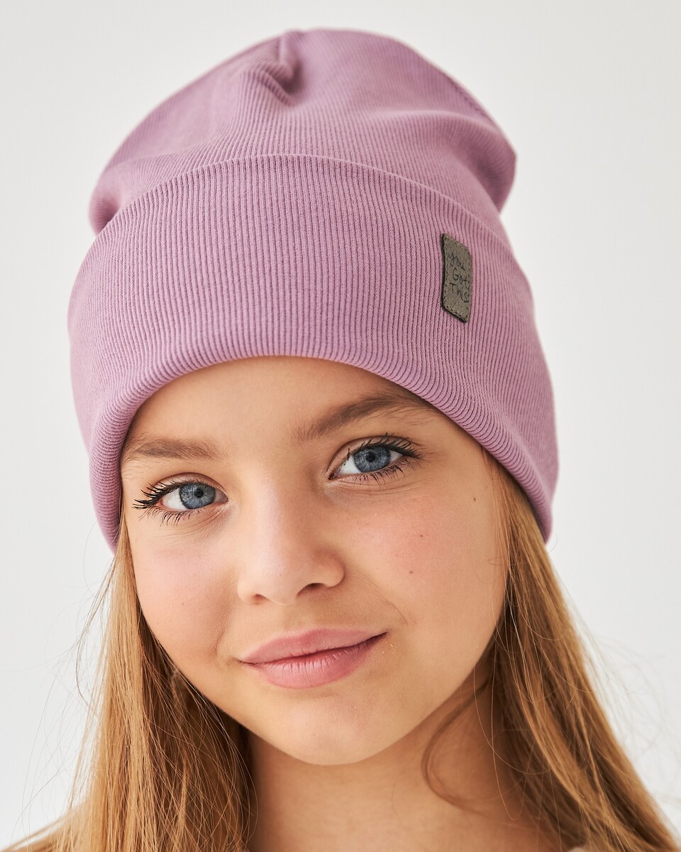 Шапка двошарова з відворотом для дівчаток