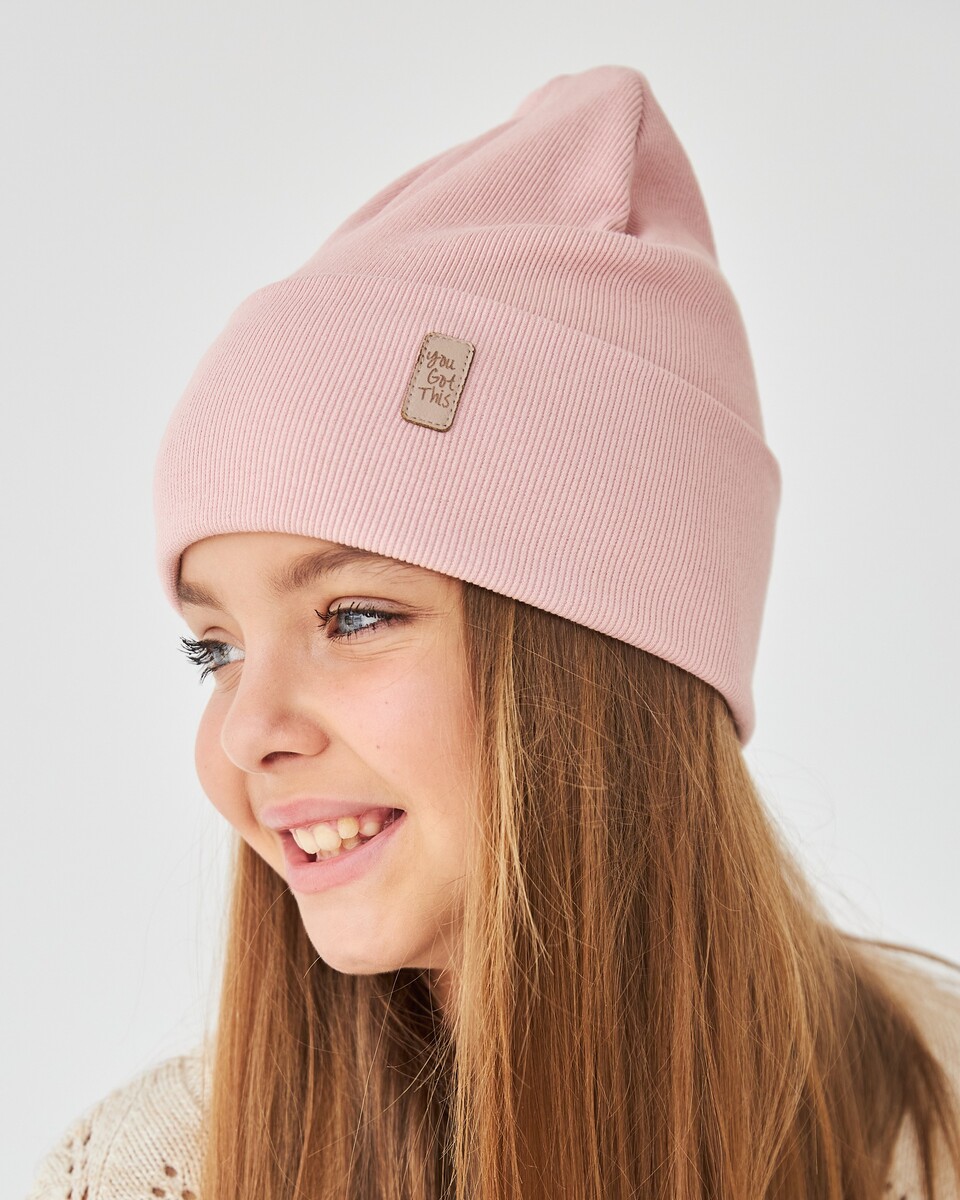 Шапка двошарова з відворотом для дівчаток