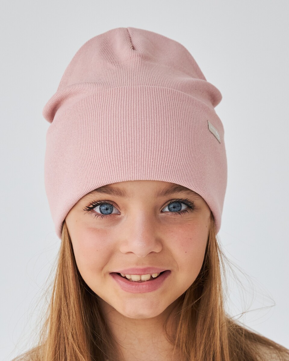 Шапка двошарова з відворотом для дівчаток