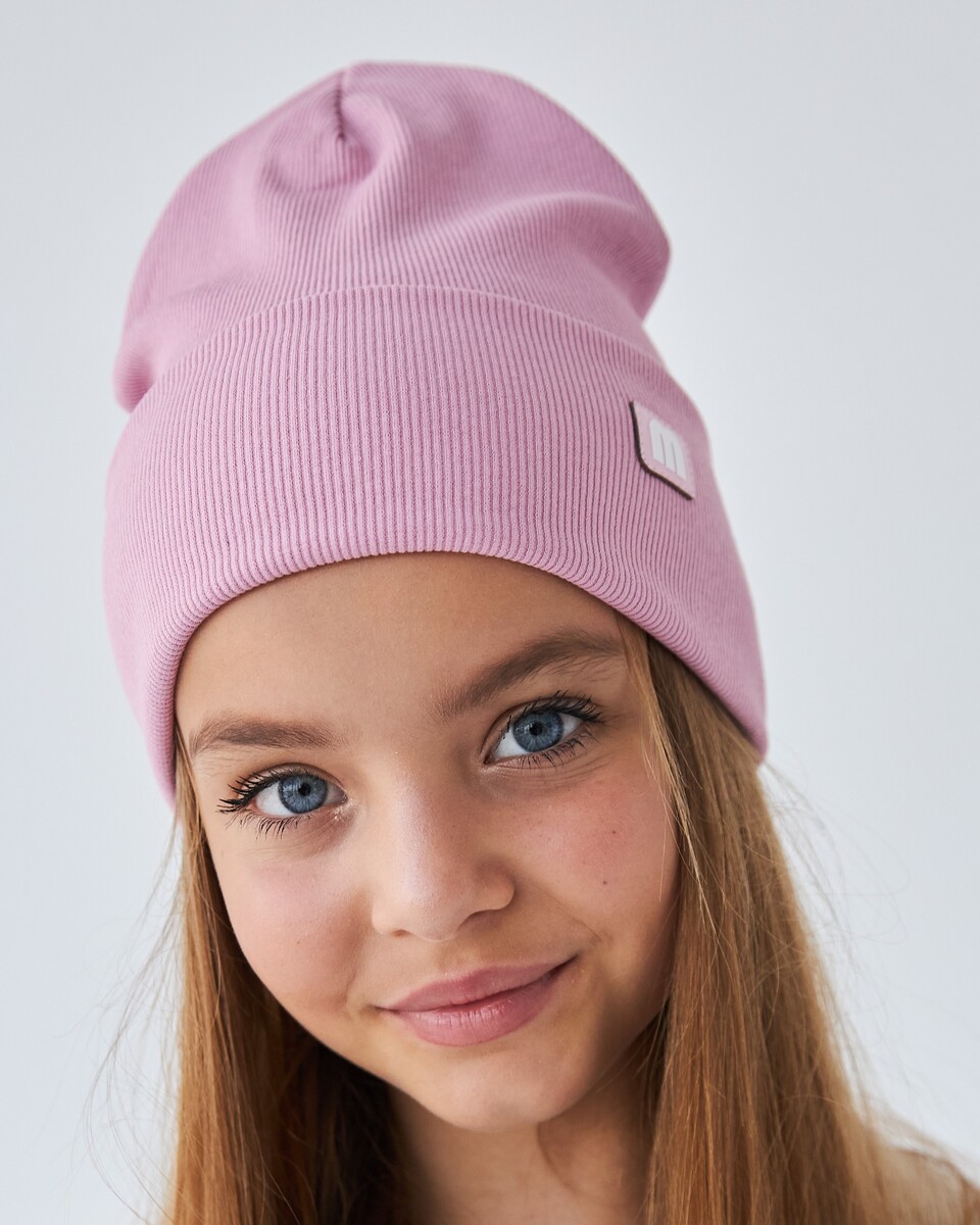Шапка двошарова з відворотом для дівчаток