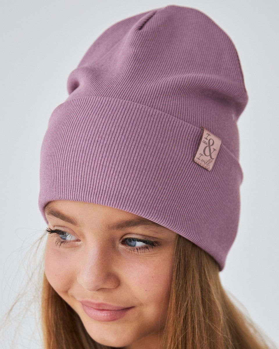 Шапка двошарова з відворотом для дівчаток