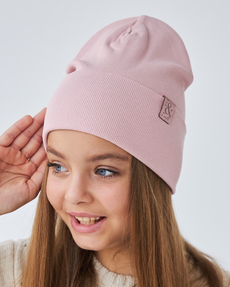 Шапка двошарова з відворотом для дівчаток