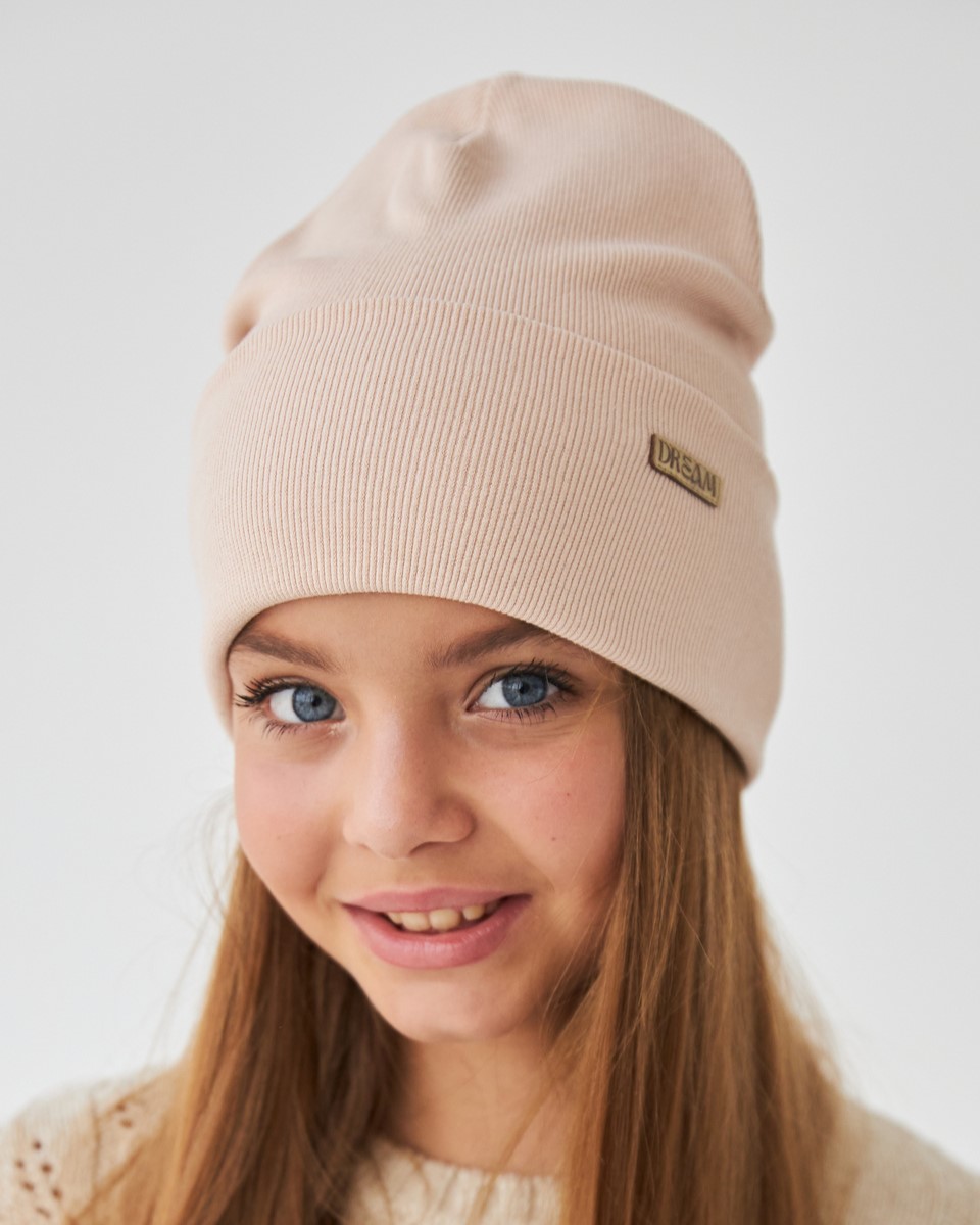 Шапка двошарова з відворотом для дівчаток