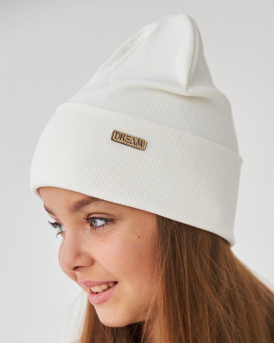 Шапка двошарова з відворотом для дівчаток