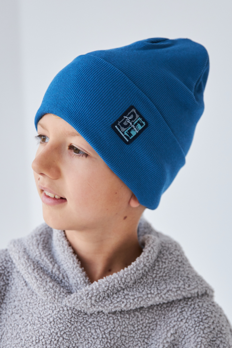 Шапка двошарова з відворотом для хлопчиків