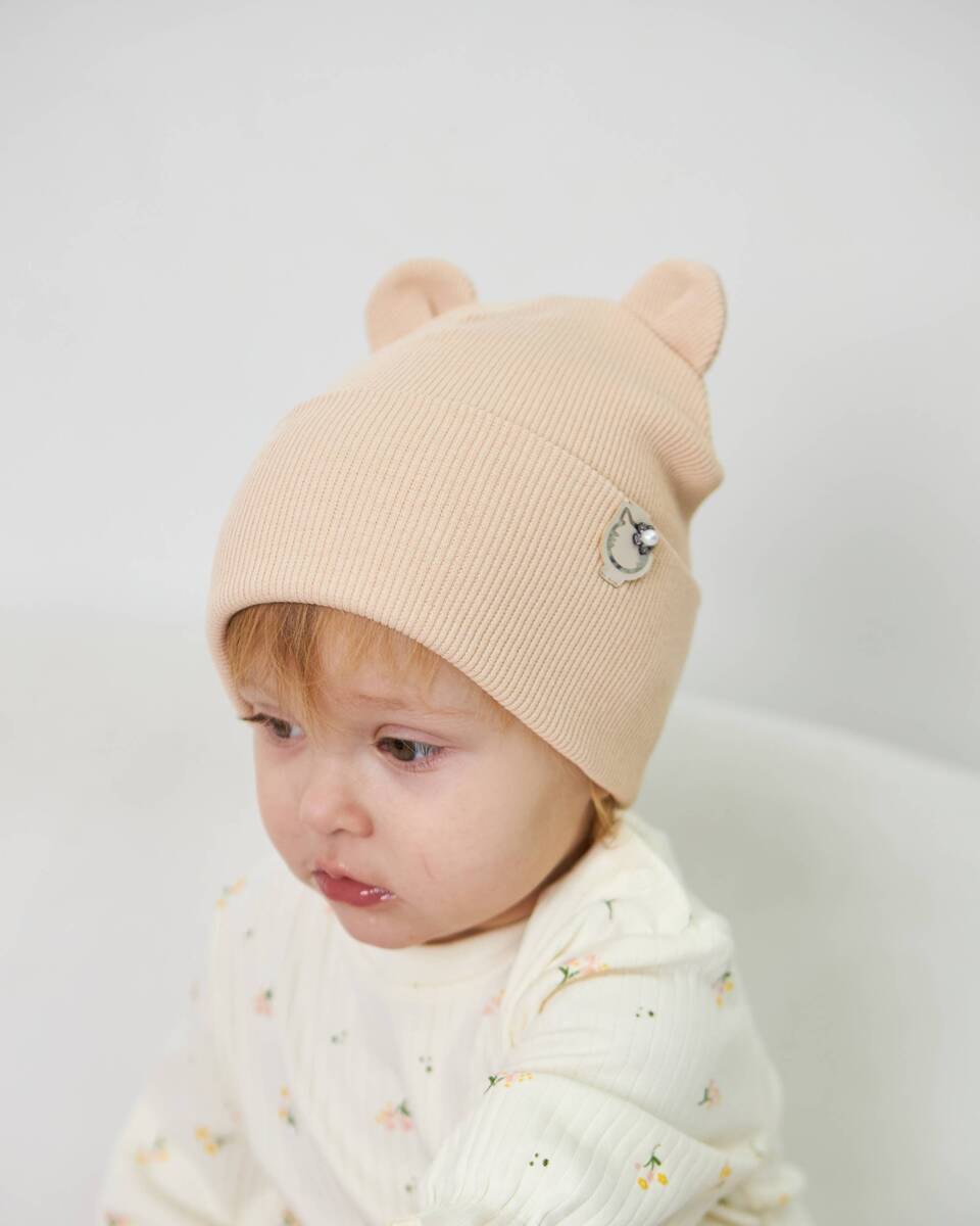 Шапка двошарова з вушками для дівчаток арт. 3433-2