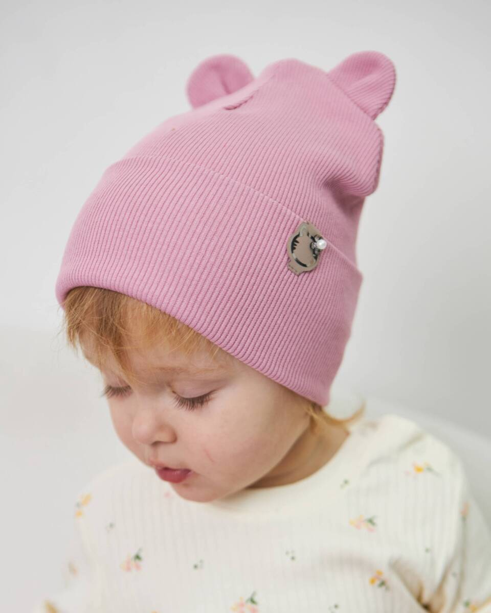 Шапка двошарова з вушками для дівчаток арт. 3433-3