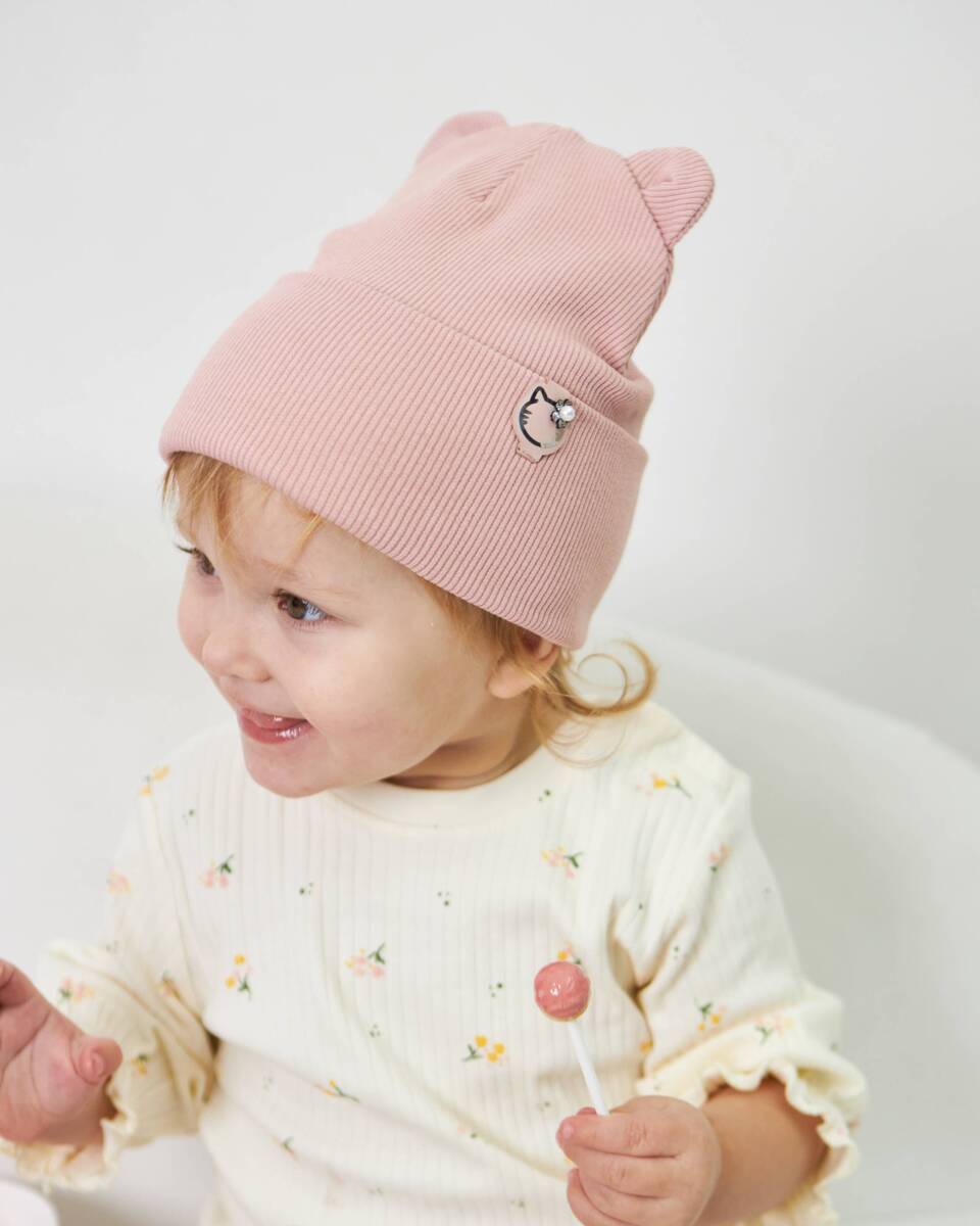 Шапка двошарова з вушками для дівчаток арт. 3433-4