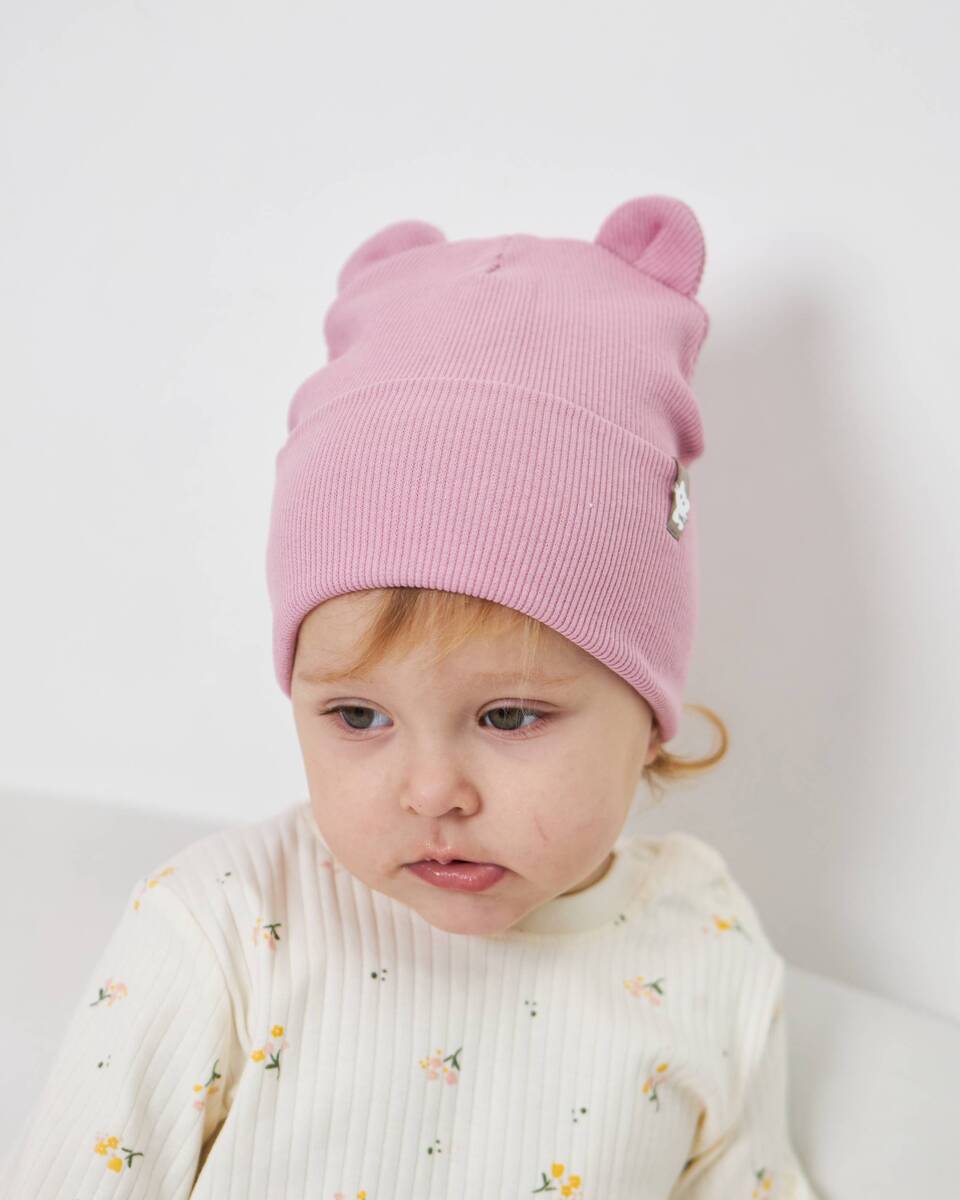 Шапка двошарова з вушками для дівчаток арт. 3435-3