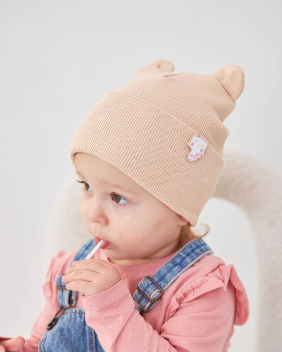 Шапка двошарова з вушками для дівчаток арт. 3436-2