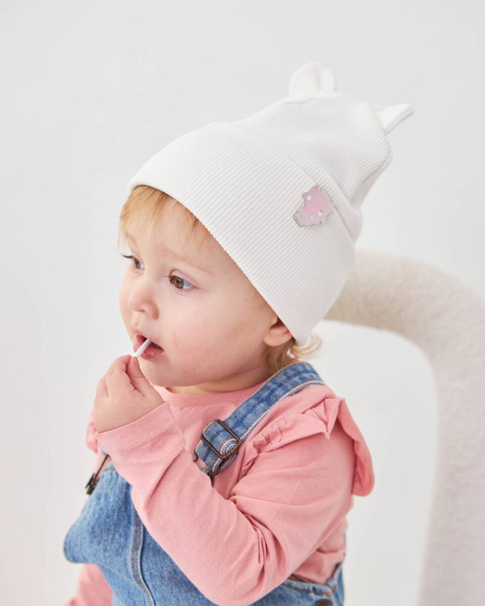 Шапка двошарова з вушками для дівчаток арт. 3436-3
