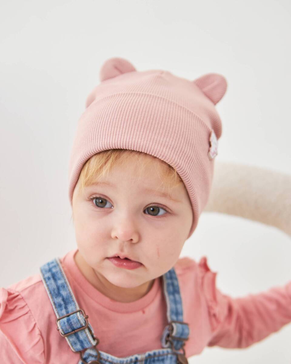 Шапка двошарова з вушками для дівчаток арт. 3436-4