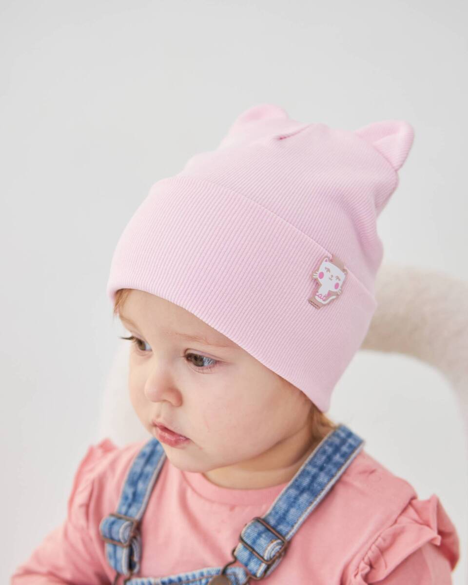 Шапка двошарова з вушками для дівчаток арт. 3436-5