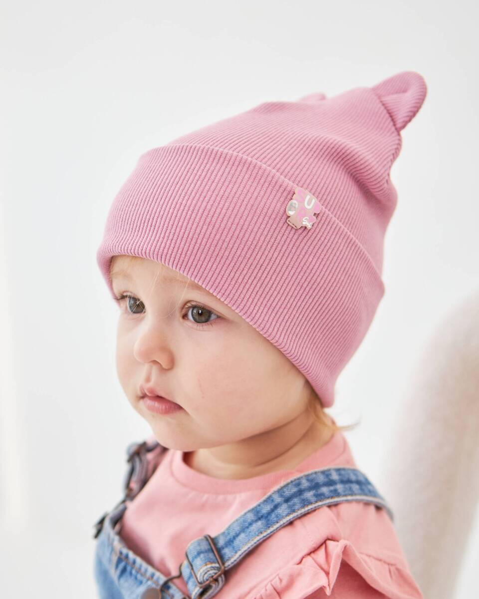 Шапка двошарова з вушками для дівчаток арт. 3437-3