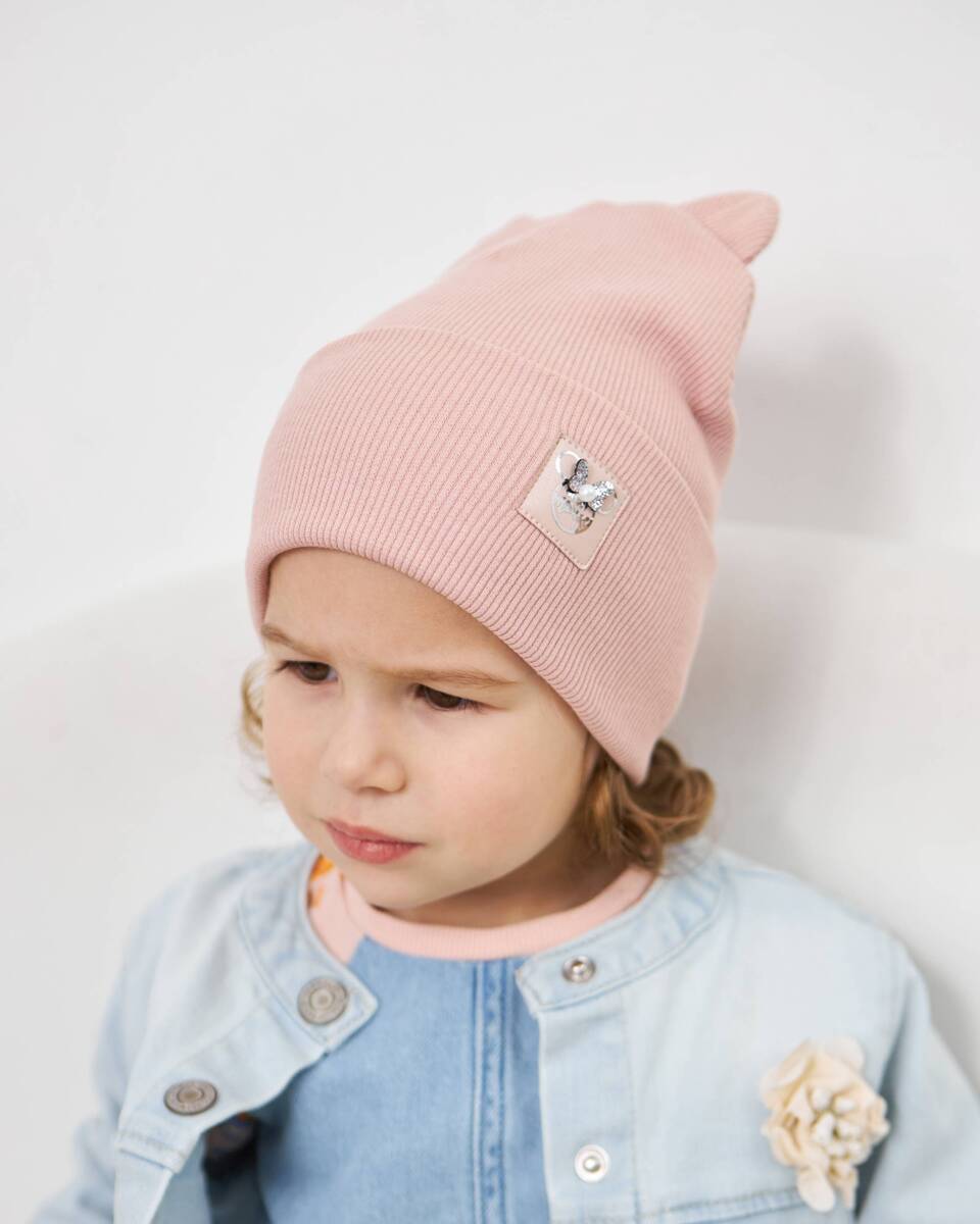 Шапка двошарова з вушками для дівчаток, арт. 3434-2
