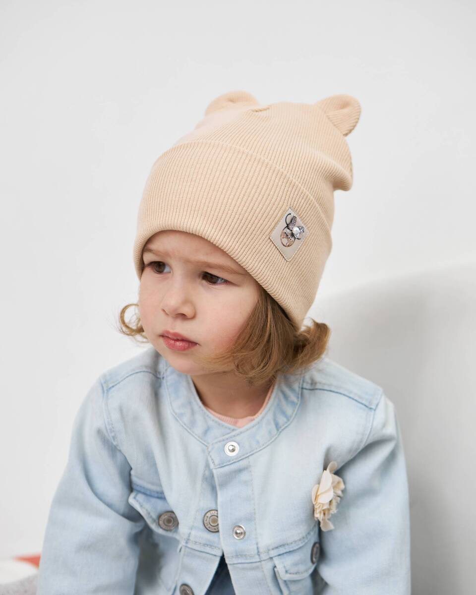 Шапка двошарова з вушками для дівчаток, арт. 3434-3