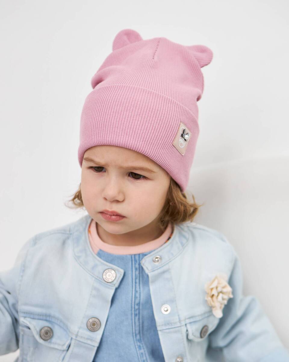 Шапка двошарова з вушками для дівчаток, арт. 3434-4