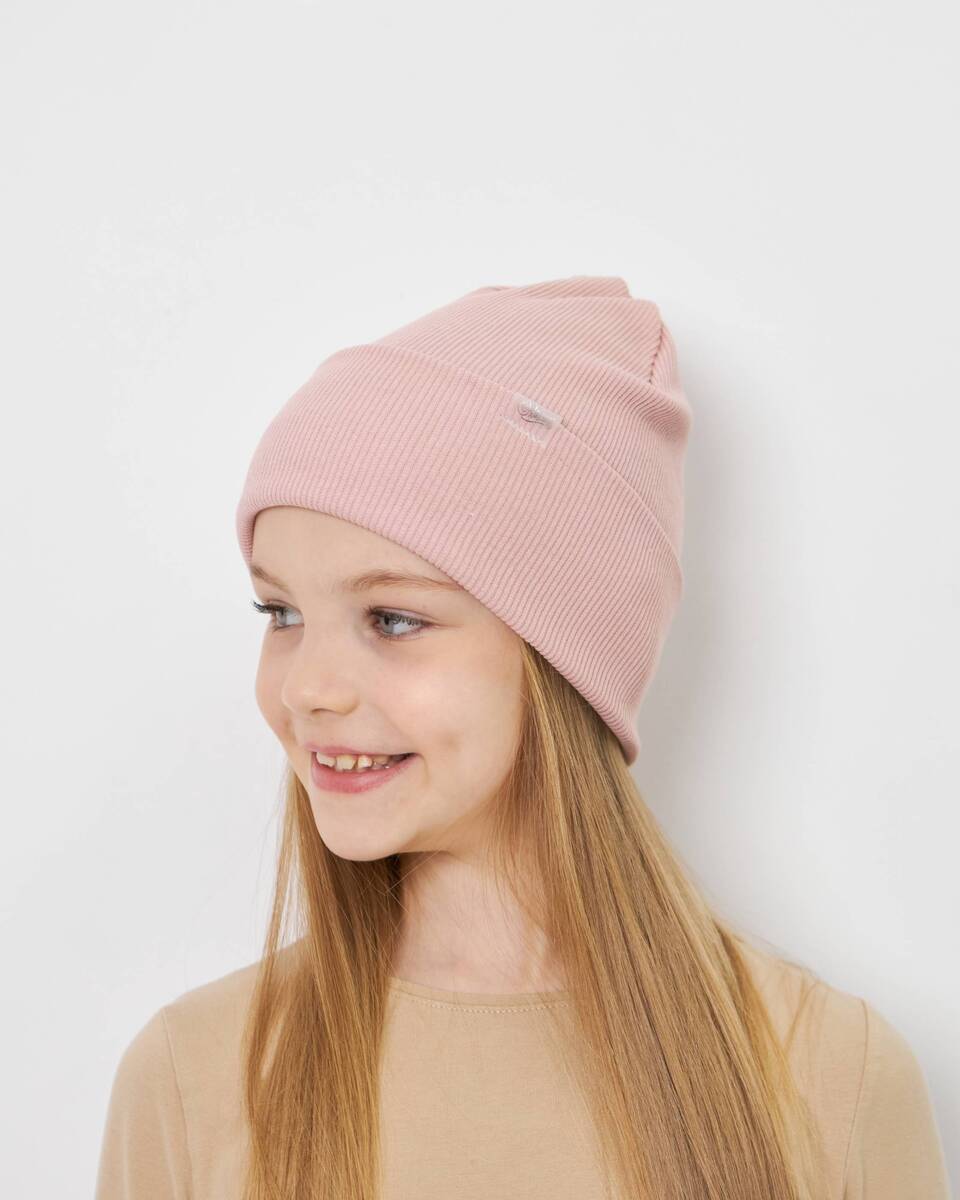 Шапка одношарова з відворотом для дівчаток