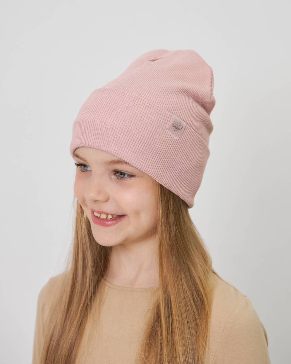 Шапка одношарова з відворотом для дівчаток