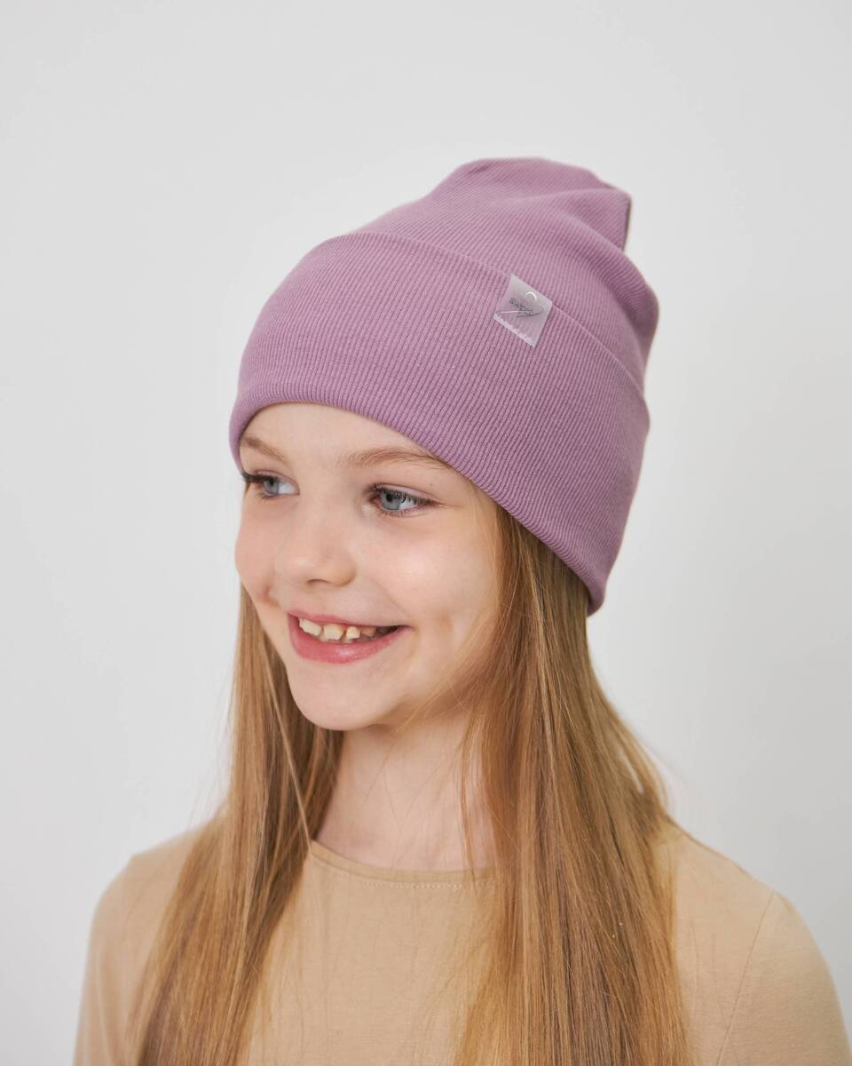 Шапка одношарова з відворотом для дівчаток