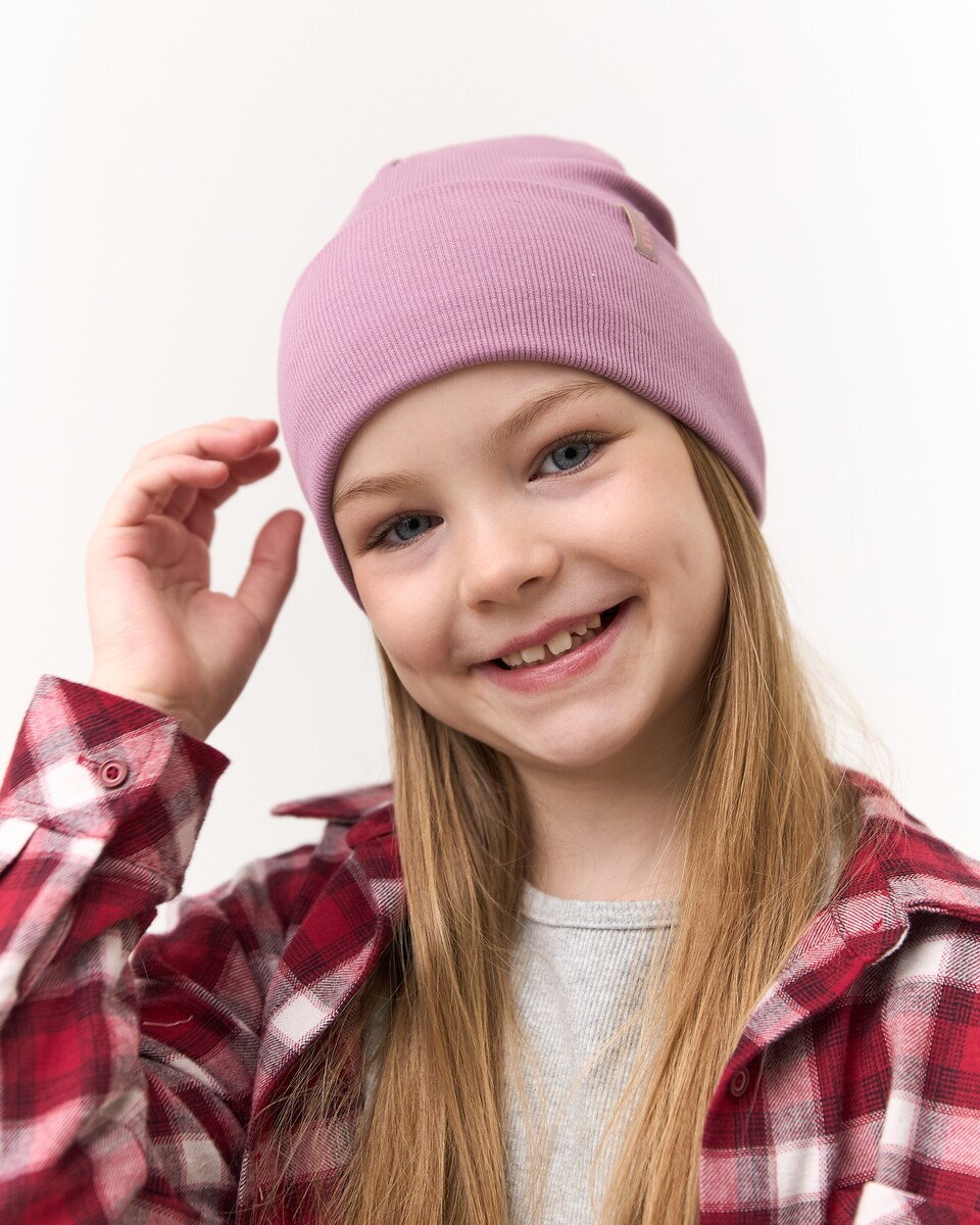 Шапка одношарова з відворотом для дівчаток