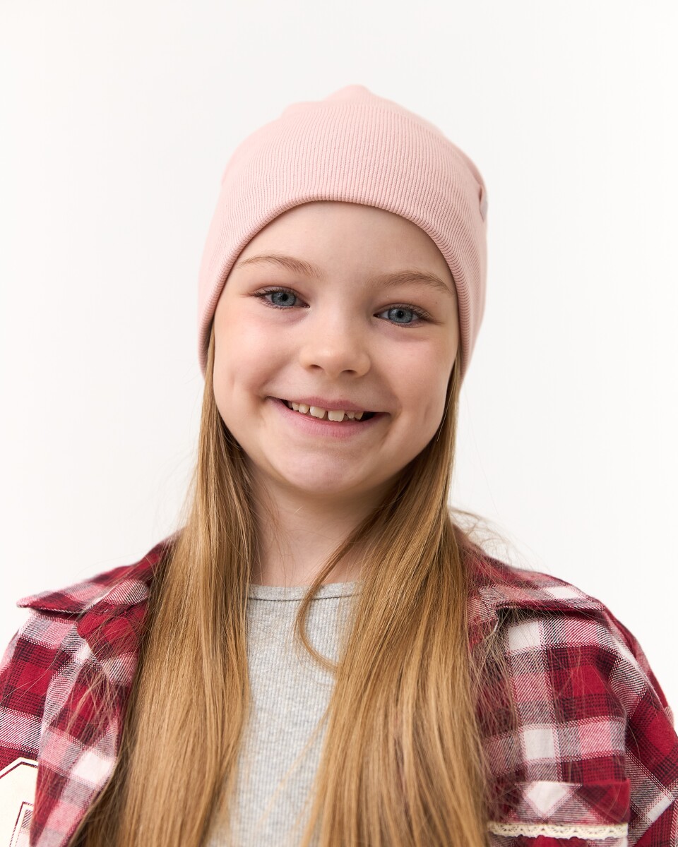 Шапка одношарова з відворотом для дівчаток