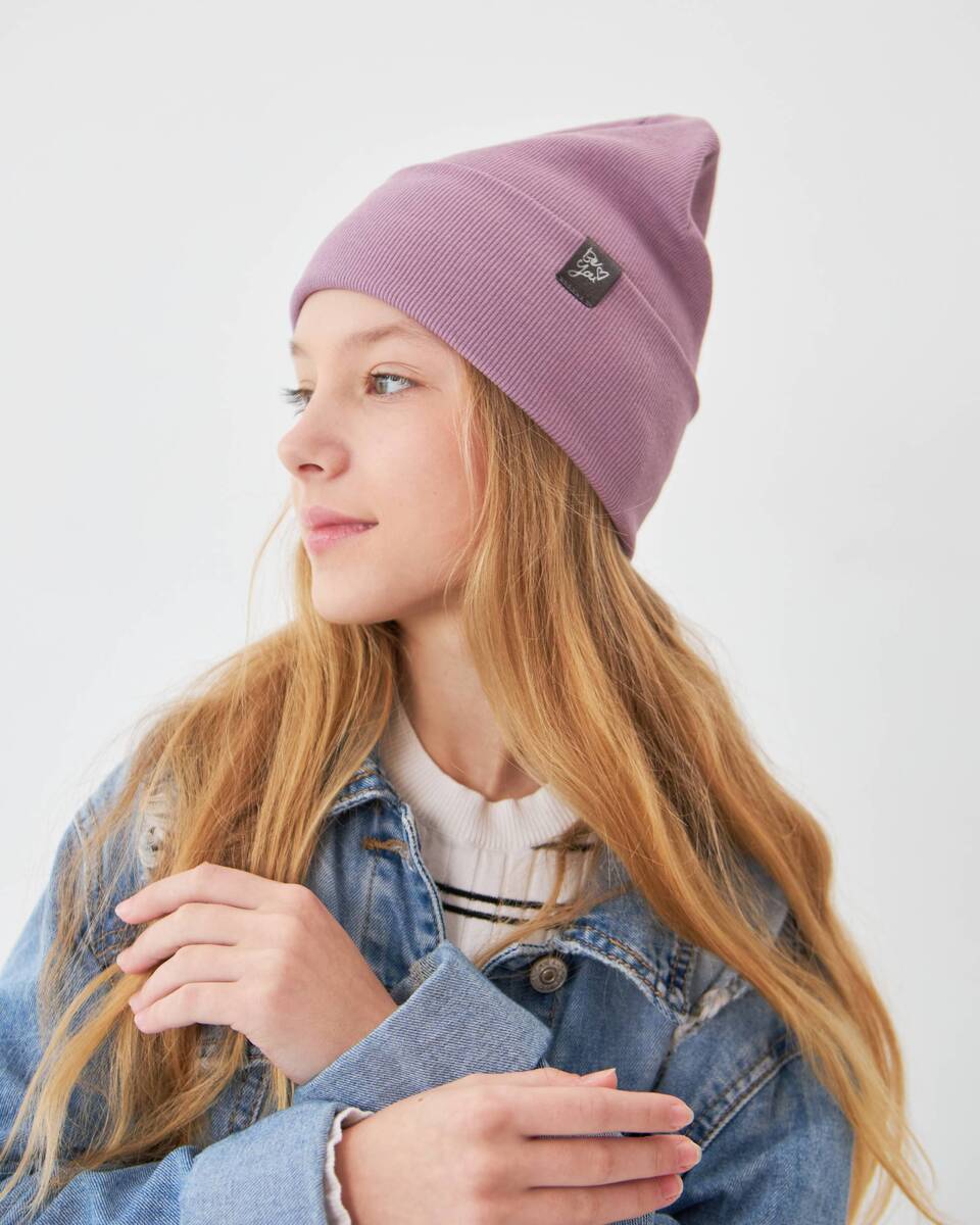 Шапка одношарова з відворотом для дівчаток