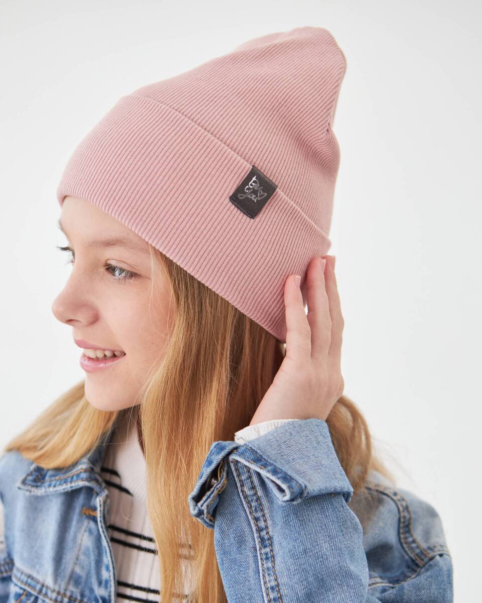 Шапка одношарова з відворотом для дівчаток