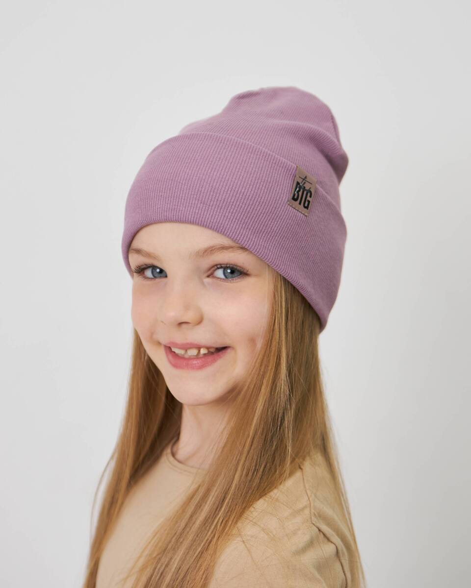 Шапка одношарова з відворотом для дівчаток