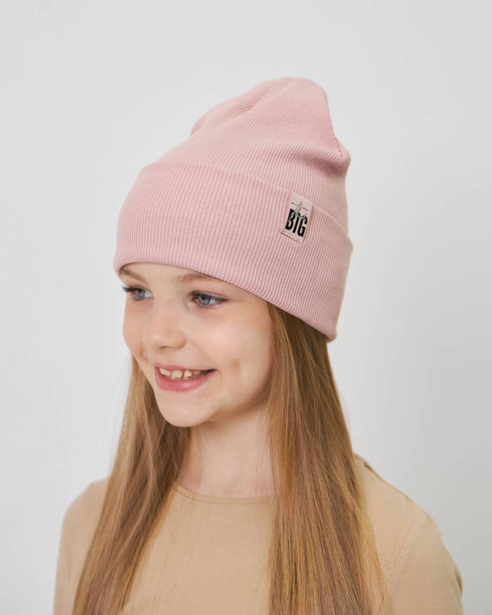 Шапка одношарова з відворотом для дівчаток