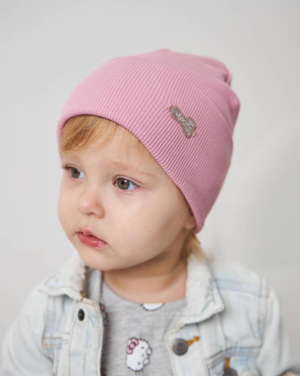 Шапка одношарова з відворотом для дівчаток арт. 3414-2