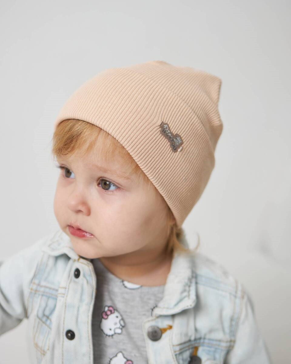 Шапка одношарова з відворотом для дівчаток арт. 3414-3
