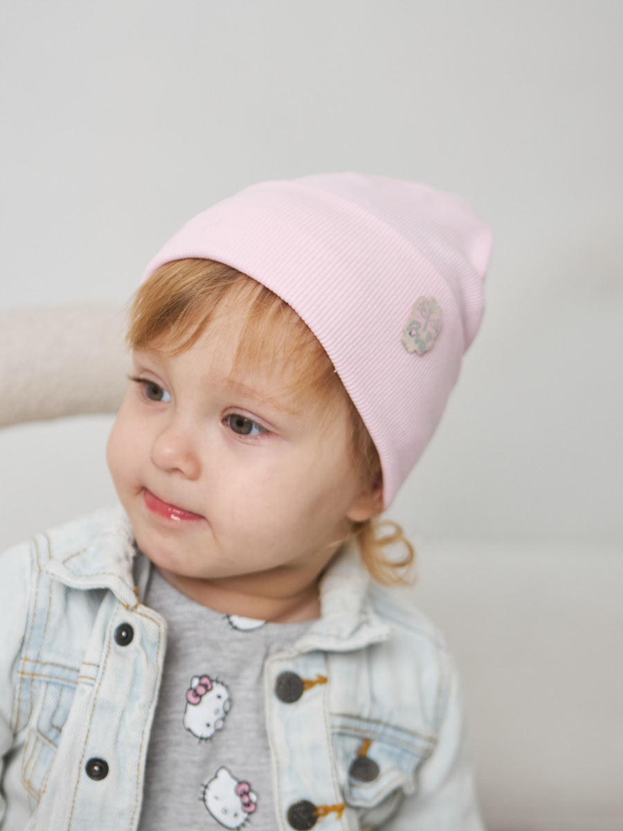 Шапка одношарова з відворотом для дівчаток арт. 3419-1