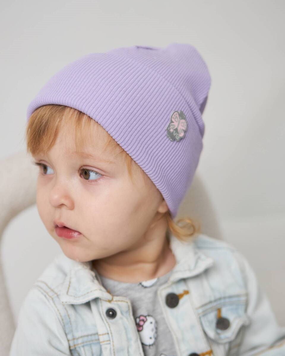Шапка одношарова з відворотом для дівчаток арт. 3419-2