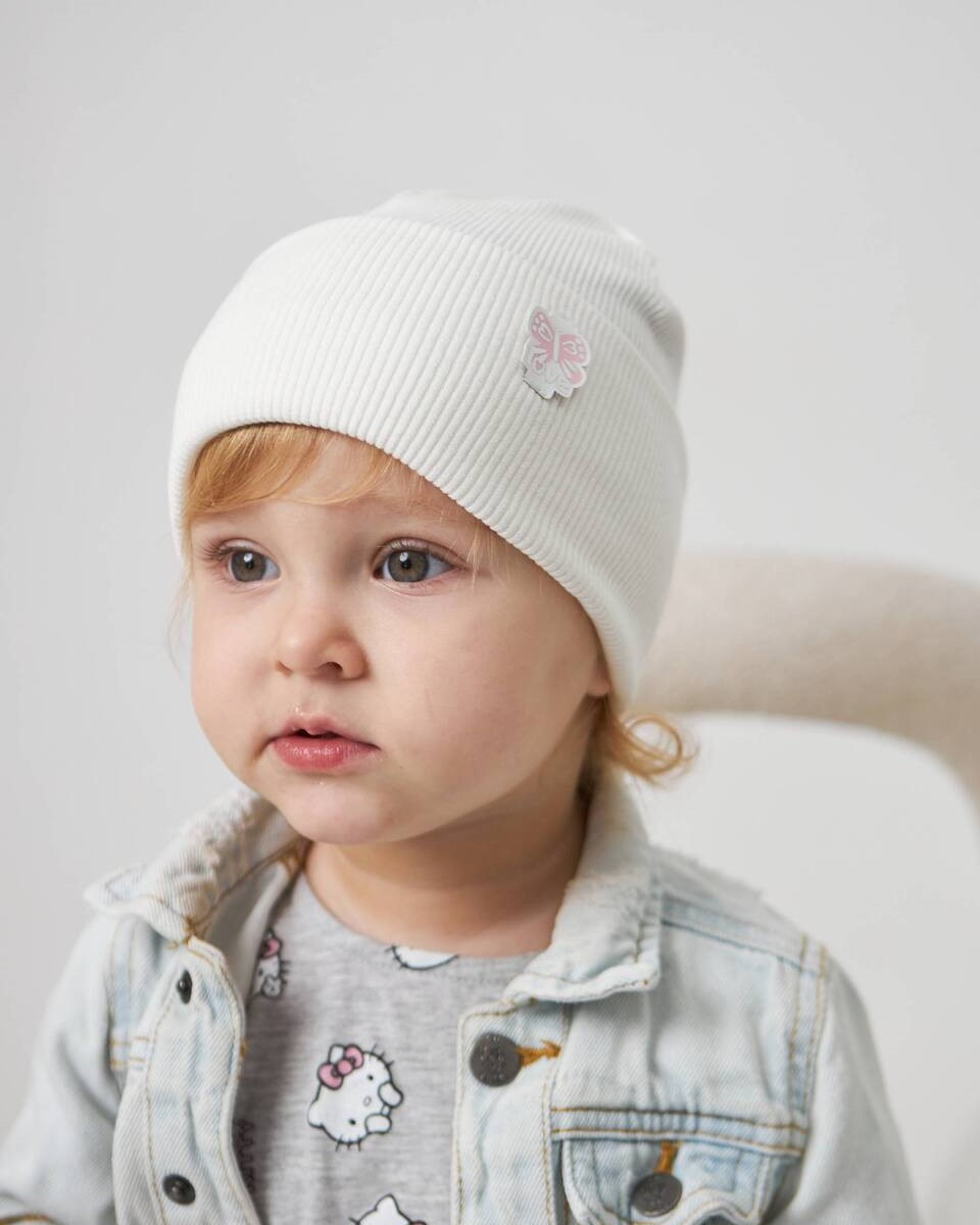 Шапка одношарова з відворотом для дівчаток арт. 3419-3