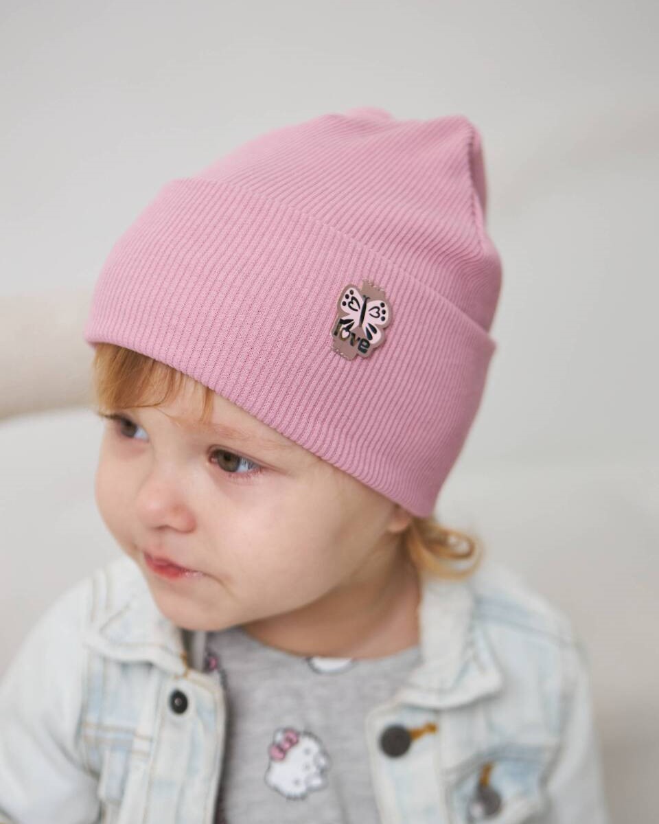 Шапка одношарова з відворотом для дівчаток арт. 3419-4