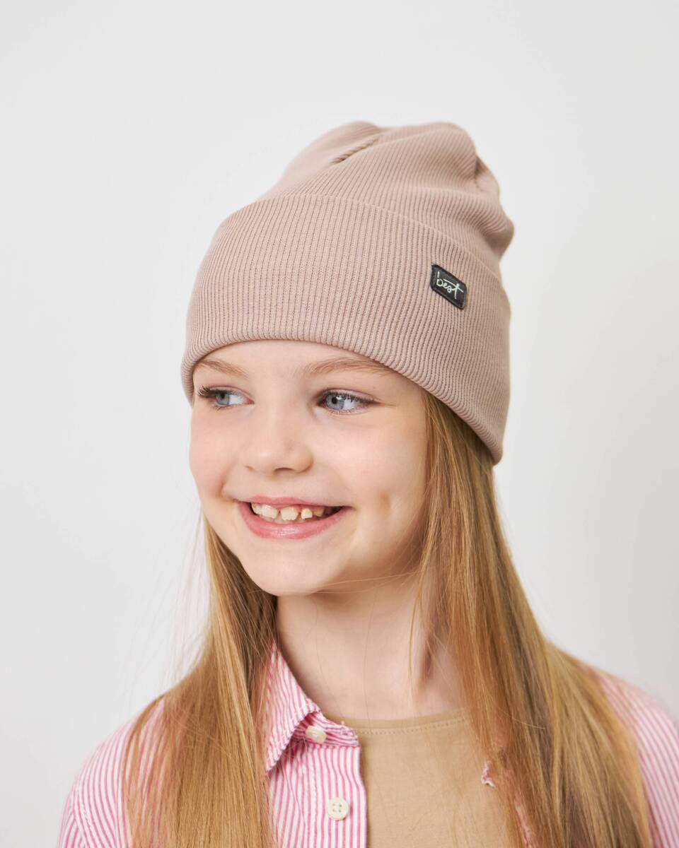 Шапка одношарова з відворотом для дівчаток арт. 3438-5