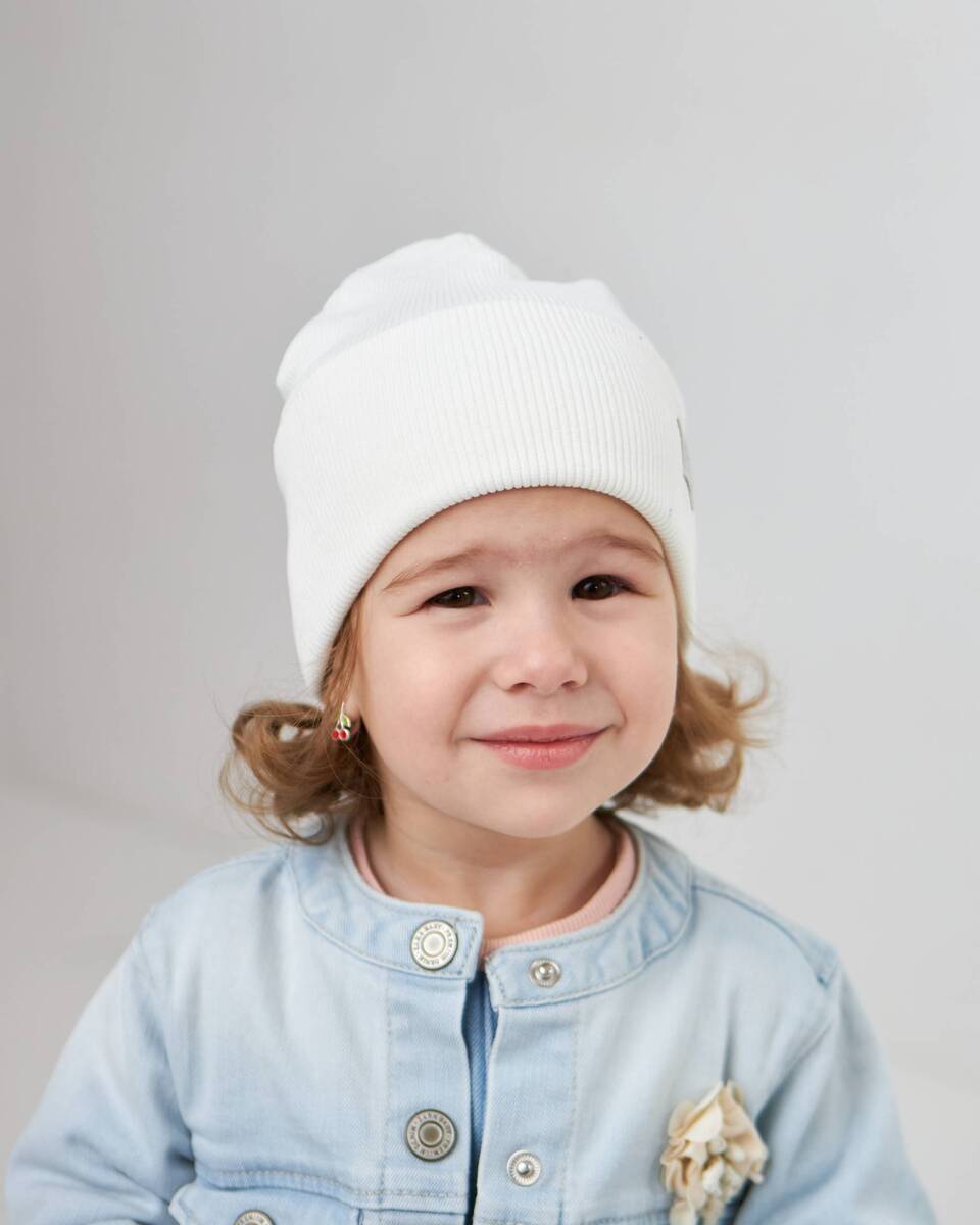 Шапка одношарова з відворотом для дівчаток арт. 3450-2