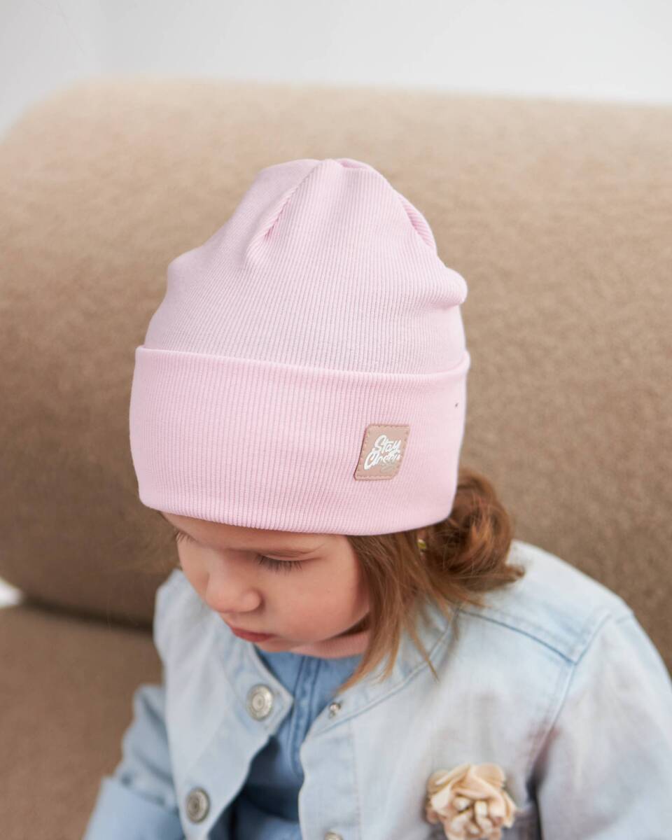 Шапка одношарова з відворотом для дівчаток арт. 3450-3